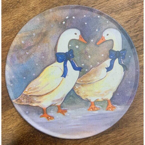 Vintage Set Of 6 Decorative Duck Coasters With Matching Tin - Picture 6 of 8